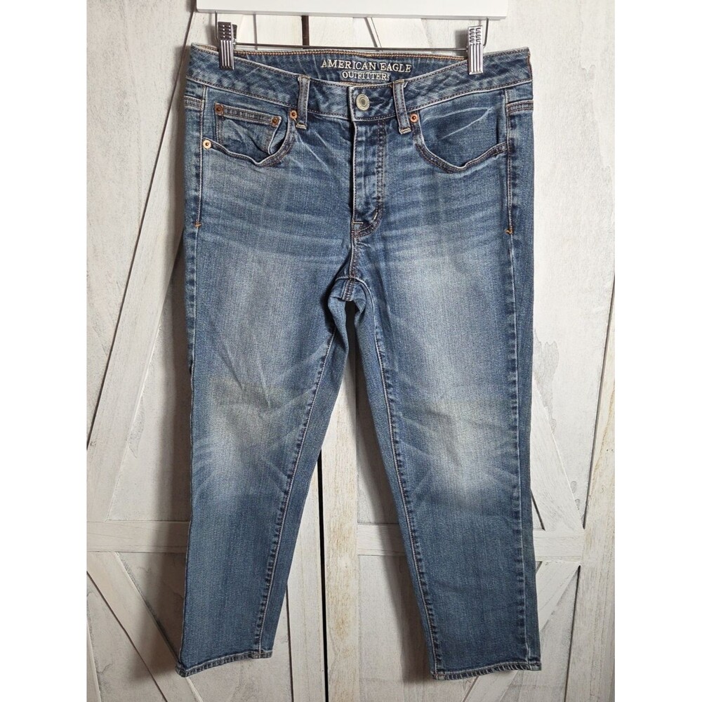 American Eagle Boy Crop Stretch Button Fly Jeans Size 6